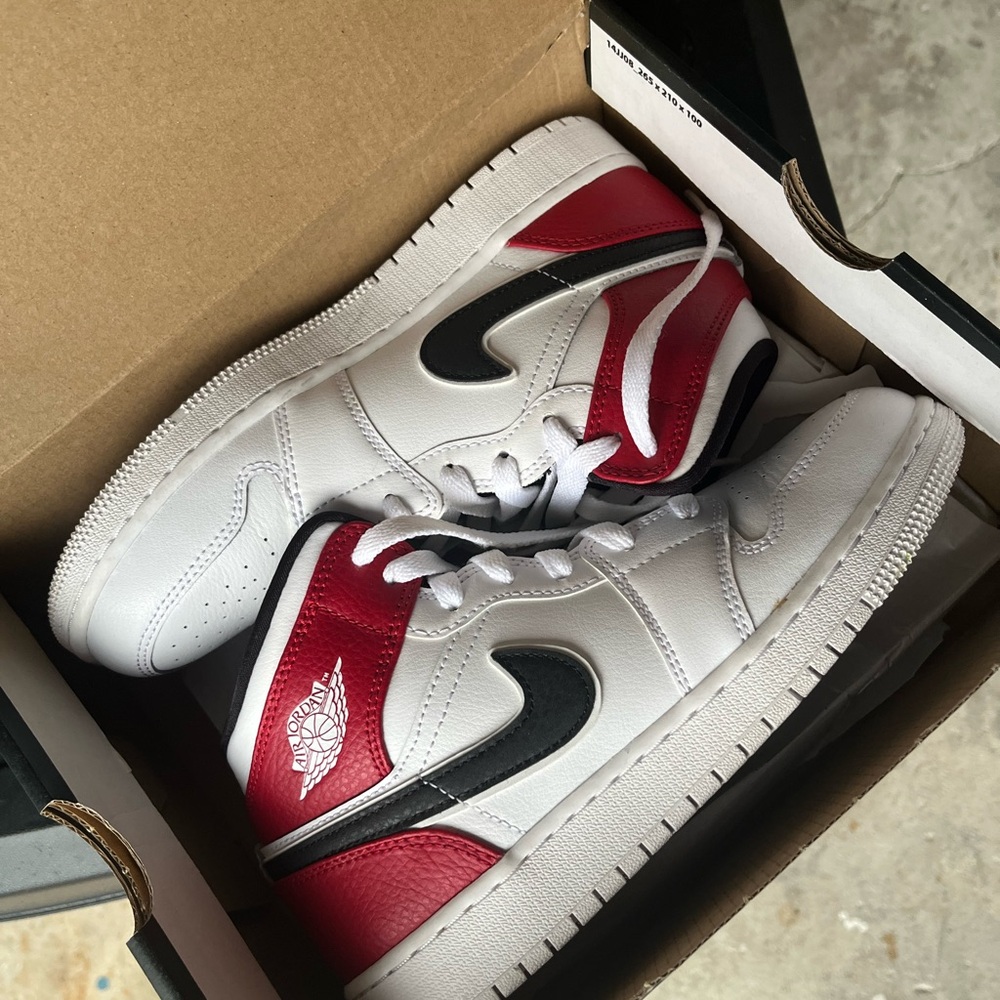 Jordan White and Red Sneakers